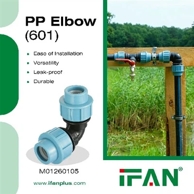 Codo IFAN PP Quick Connect 601, calidad profesional, instalación rápida.